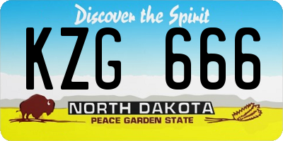 ND license plate KZG666