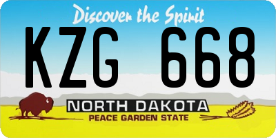 ND license plate KZG668