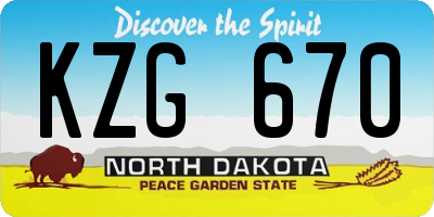 ND license plate KZG670