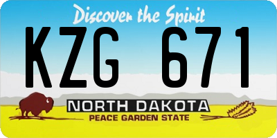 ND license plate KZG671