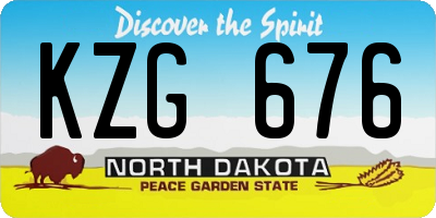 ND license plate KZG676
