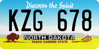 ND license plate KZG678