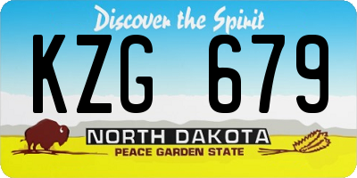 ND license plate KZG679