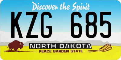ND license plate KZG685