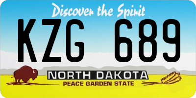 ND license plate KZG689