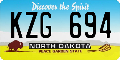 ND license plate KZG694