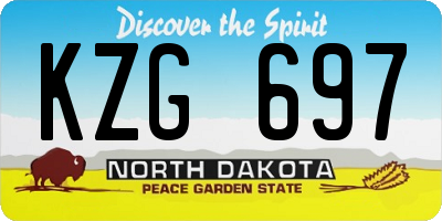 ND license plate KZG697