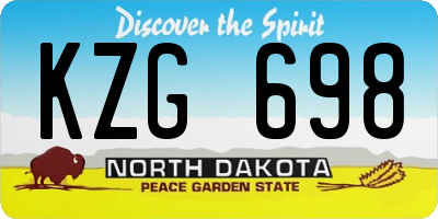 ND license plate KZG698