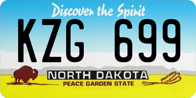 ND license plate KZG699