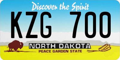 ND license plate KZG700