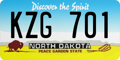 ND license plate KZG701