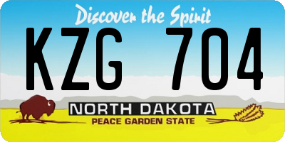 ND license plate KZG704