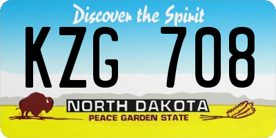 ND license plate KZG708