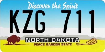 ND license plate KZG711