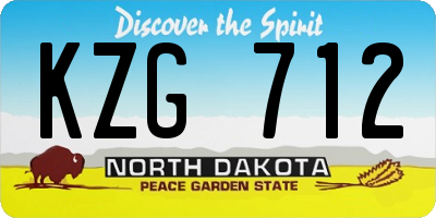 ND license plate KZG712