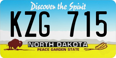 ND license plate KZG715