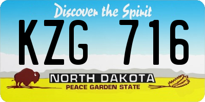 ND license plate KZG716