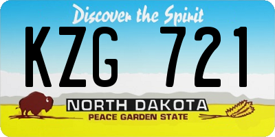 ND license plate KZG721