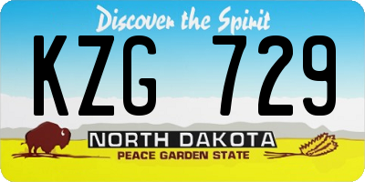 ND license plate KZG729
