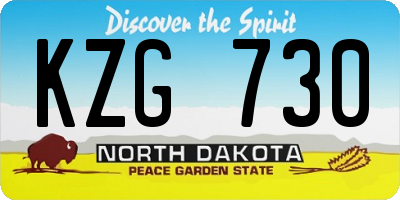 ND license plate KZG730