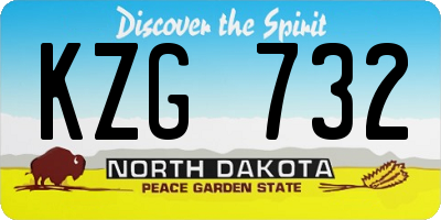 ND license plate KZG732