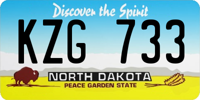 ND license plate KZG733