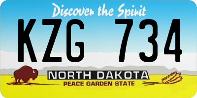 ND license plate KZG734