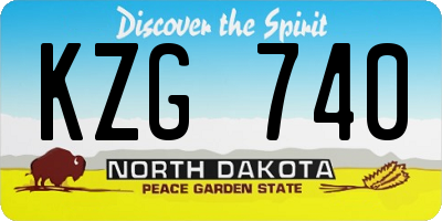 ND license plate KZG740