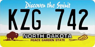 ND license plate KZG742