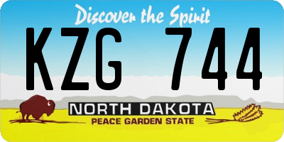 ND license plate KZG744