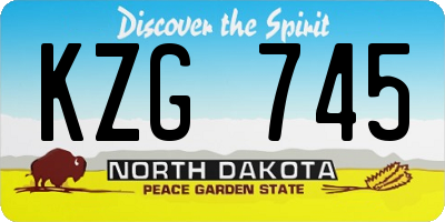 ND license plate KZG745