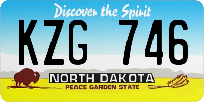 ND license plate KZG746