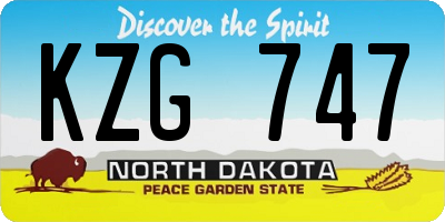 ND license plate KZG747