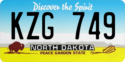 ND license plate KZG749