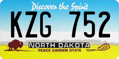 ND license plate KZG752