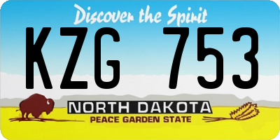 ND license plate KZG753