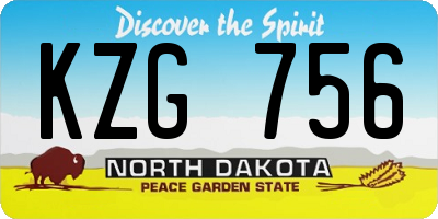 ND license plate KZG756