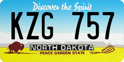 ND license plate KZG757