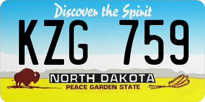 ND license plate KZG759