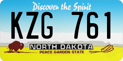 ND license plate KZG761