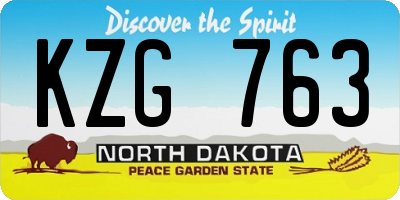 ND license plate KZG763