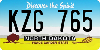 ND license plate KZG765