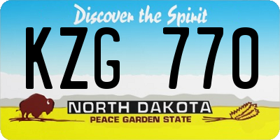 ND license plate KZG770