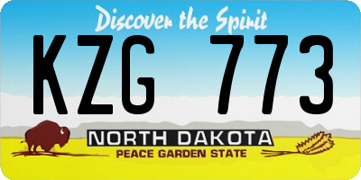 ND license plate KZG773