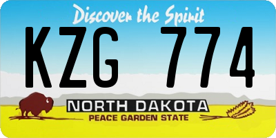 ND license plate KZG774
