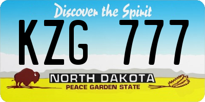 ND license plate KZG777