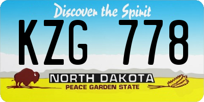 ND license plate KZG778
