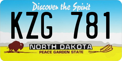 ND license plate KZG781