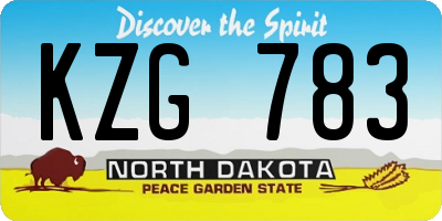 ND license plate KZG783