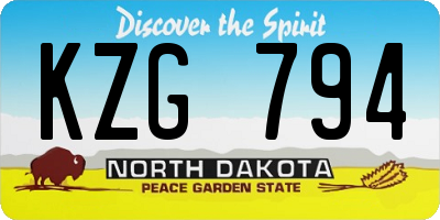 ND license plate KZG794